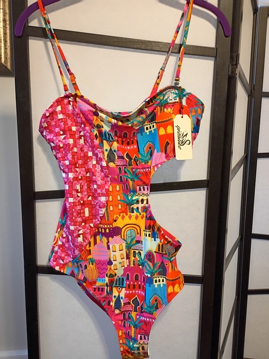 Sporlike Other - Multicolor One-Piece Swimsuit With Mediterranean Scenery